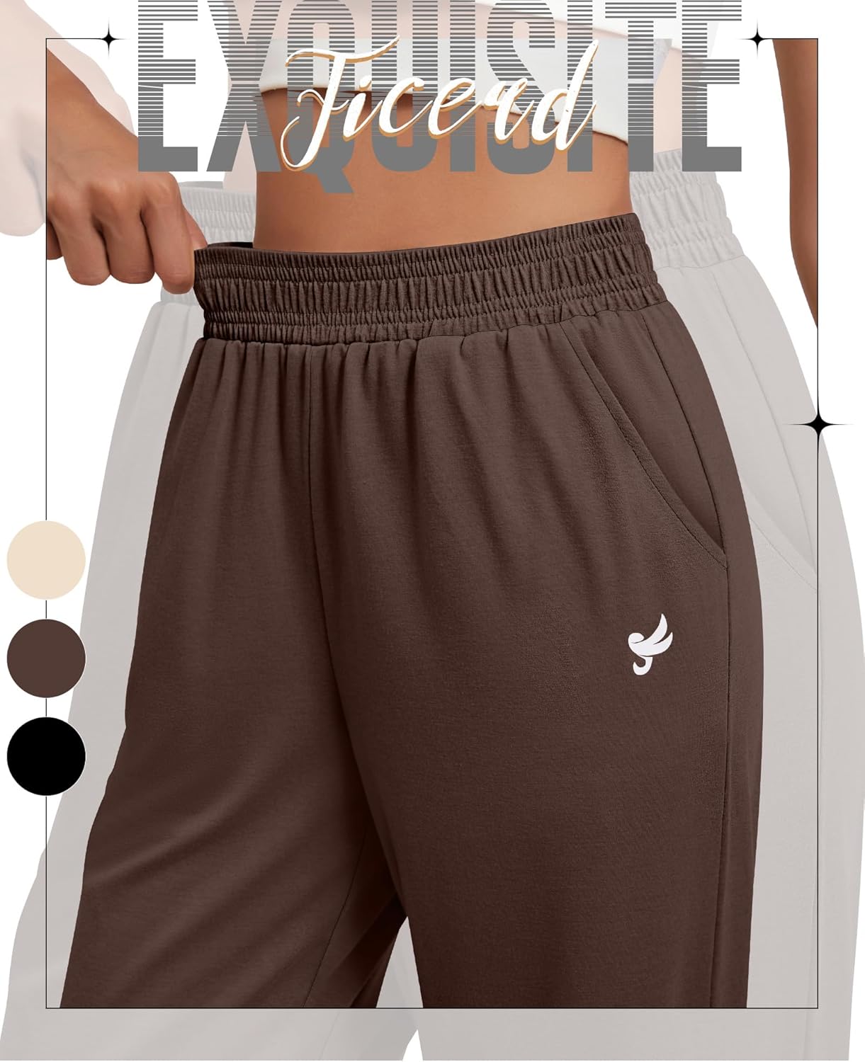 Ficerd 3 Pack Women's Sweatpants Loose Fit Joggers Elastic Tapered Leg Pants Athletic Baggy Lounge Trousers with Pockets - Image 3