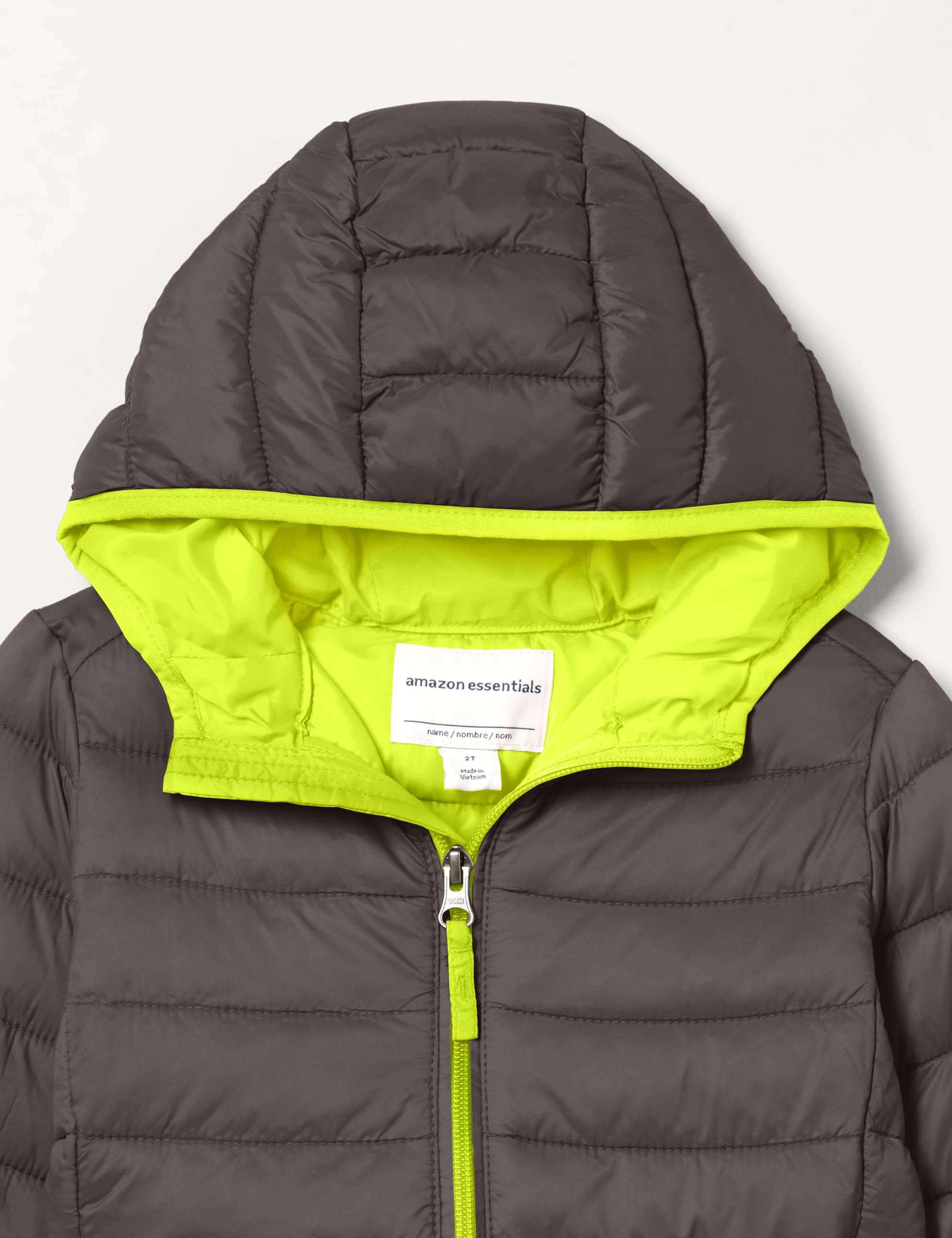 Amazon Essentials Niños Chaqueta Acolchada con Capucha, Plegable, Ligera y Resistente a la Lluvia