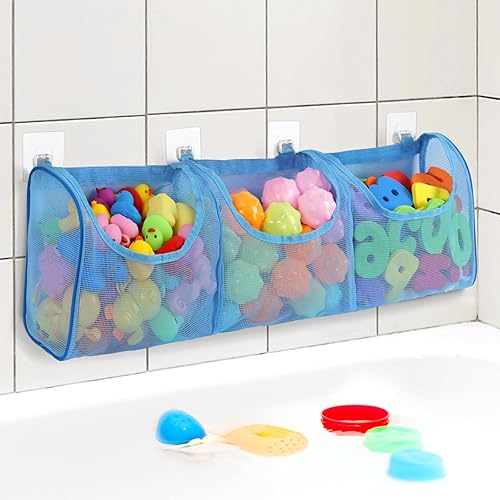 Miniatura 12 de Goowin Almacenamiento de juguetes de baño, soporte para juguetes de baño, organizador de juguetes de baño con aberturas grandes de 3 compartimentos,