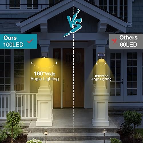 Miniatura 3 de Kolpop - Paquete de 6 luces solares de movimiento para exteriores, 3 modos100 luces LED de seguridad, inalámbricas, resistentes al agua IP65, luces