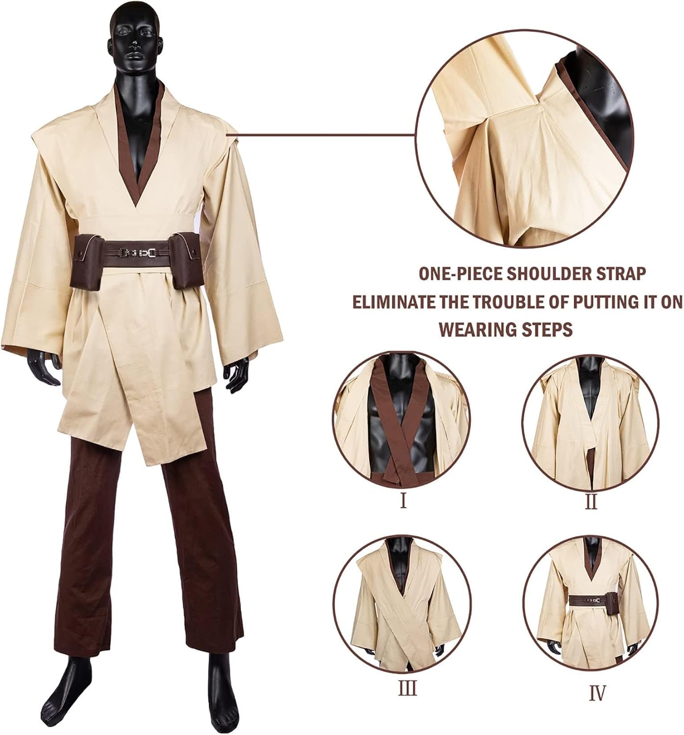 Tunic Costume Adult Men Tunic Robe Cosplay Halloween Costume Hooded Uniform Full Set Cloak Outfit - Image 3