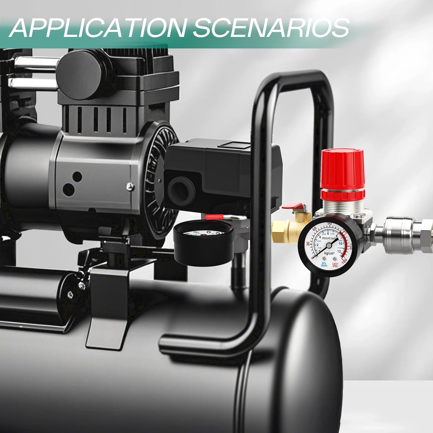 4 Way Air Compressor Pressure Switch Control Valve Kit 110-150 PSI, 1/4" NPT Port, 110V-240V, With 0-200 Pressure gauge, Air Compressor Regulator