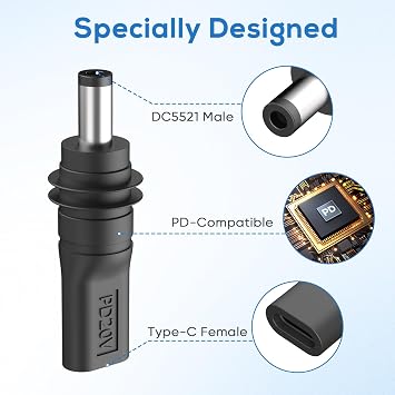 PLEASANTLY 2 Sets of USB C to Dc 5.5mm X 2.1mm Power Adapters, Pd 100w USB C Female to Dc5521 Male Connector Charging Bucket Socket Power Adapter(DC5521toUSB-C Waterproof)