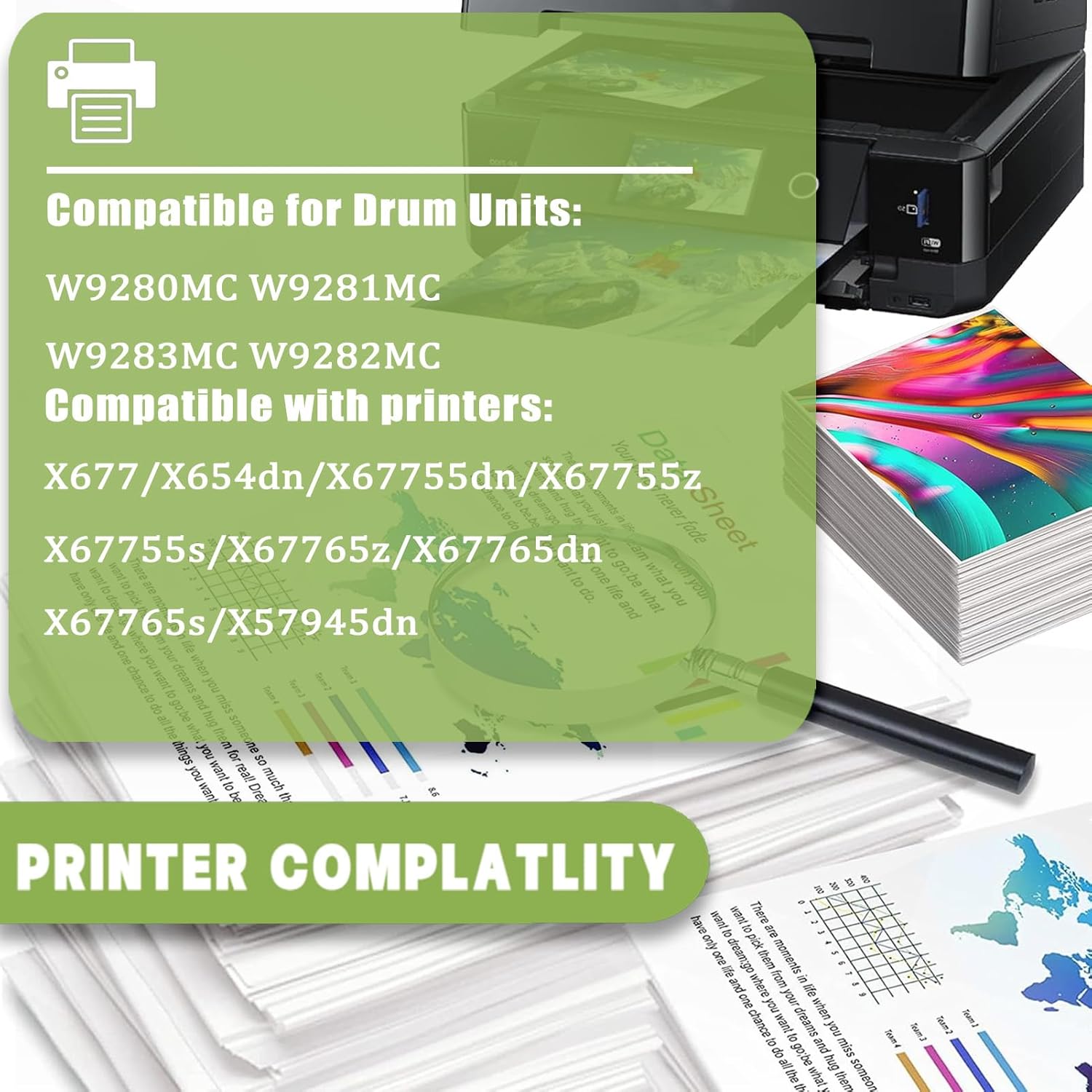 W9280MC W9281MC W9283MC W9282MC Imaging Unit Work for HP LaserJet Enterprise X677 X654dn X67755dn X67755z X67755s X67765z X67765dn X67765s X57945dn Printers