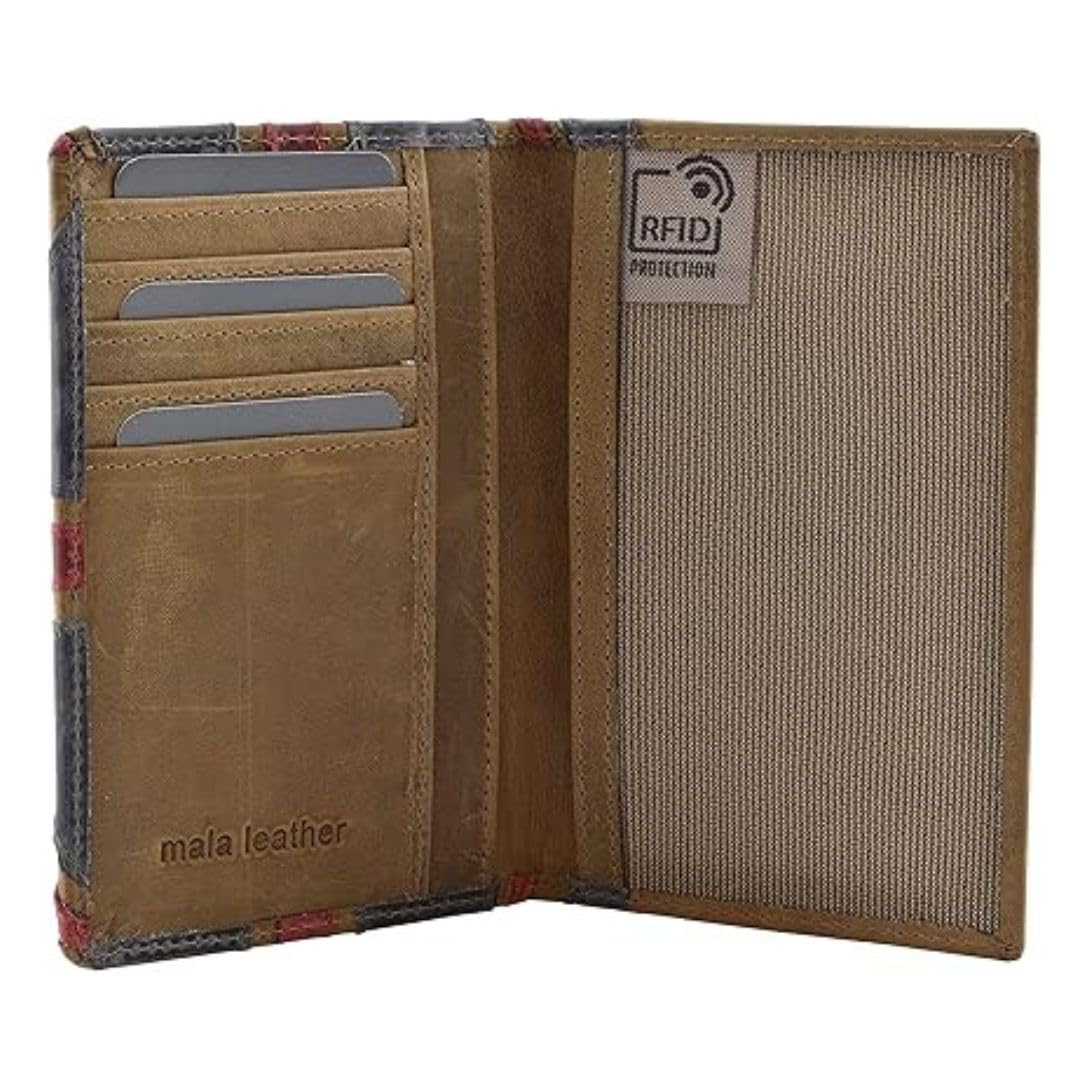 Mala Leather Union Jack pokrowiec na paszport i etykieta bagażowa zestaw upominkowy 100% prawdziwa skóra z pudełkiem prezentowym - brązowy - 20 × 21,5 cm