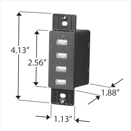 Miniatura 6 de Magnadyne Soporte de pared con puertos USB-A de carga para uso en RV y vehículos, incluye placa de pared (negro)