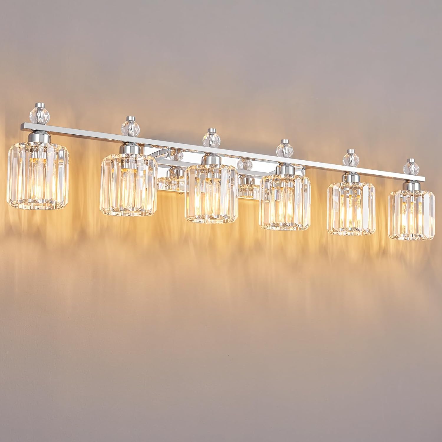 FDPBY Bathroom Vanity Lights 6-Light Chrome Modern Crystal Vanity Light ...