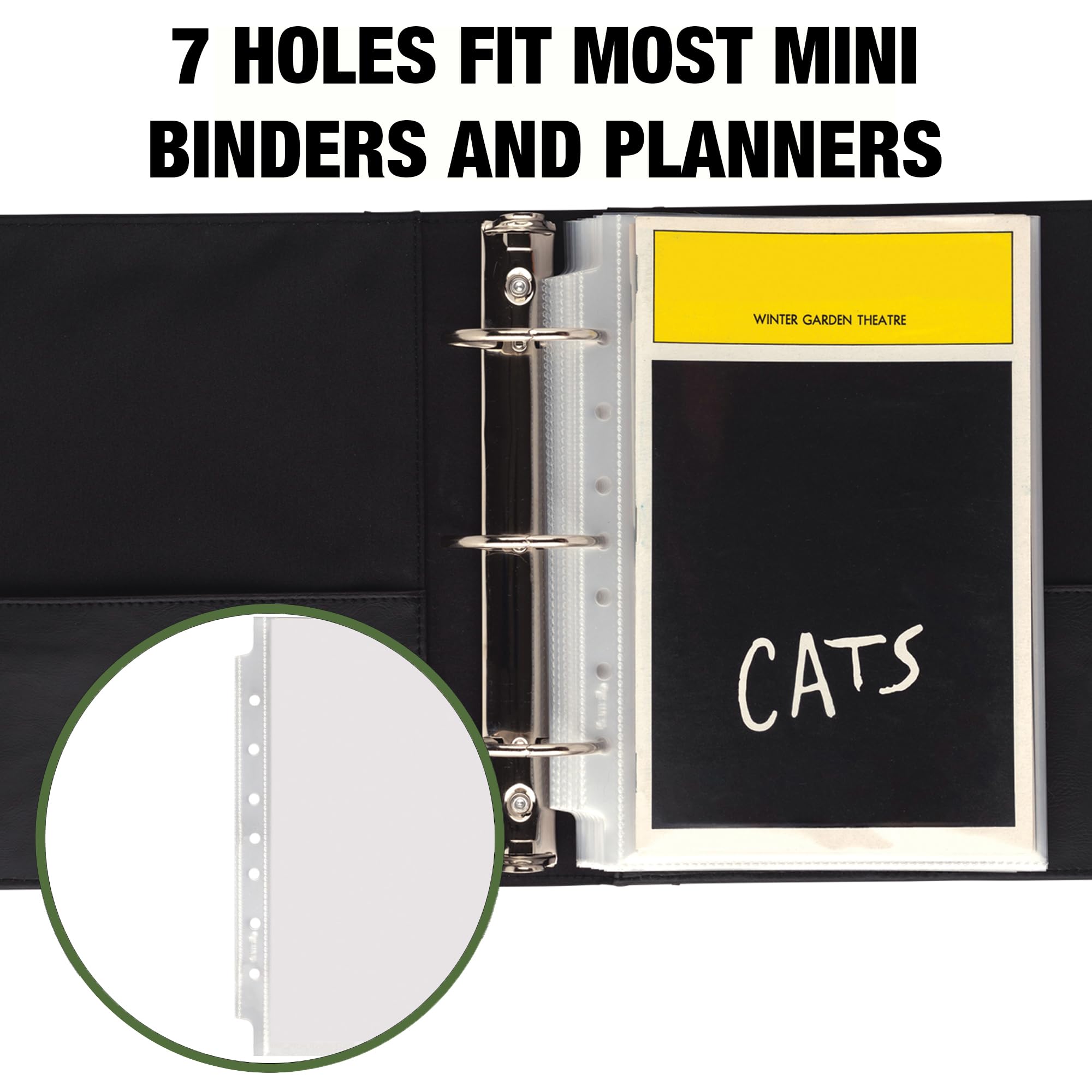 Samsill - Juego De 200 Protectores De Hojas De 5.5 X 8.5 Pulgadas Para Carpeta De 3 Anillos, Resistente, Hojas Protectoras Transparentes, 7 Agujeros, Carga Superior, Sin ácidos
