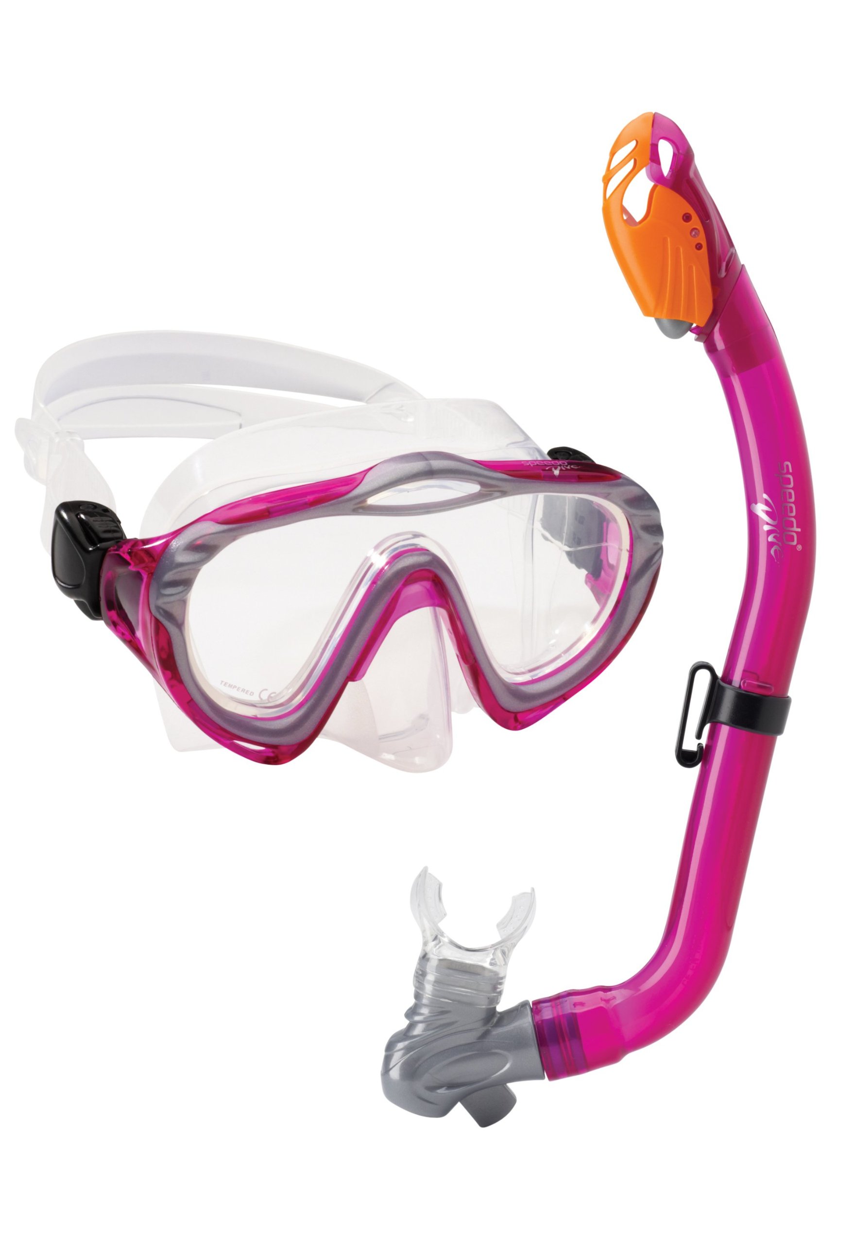 Speedo Junior Hyperdeep Mask Snorkel Set, Trans Fuchsia, One Size