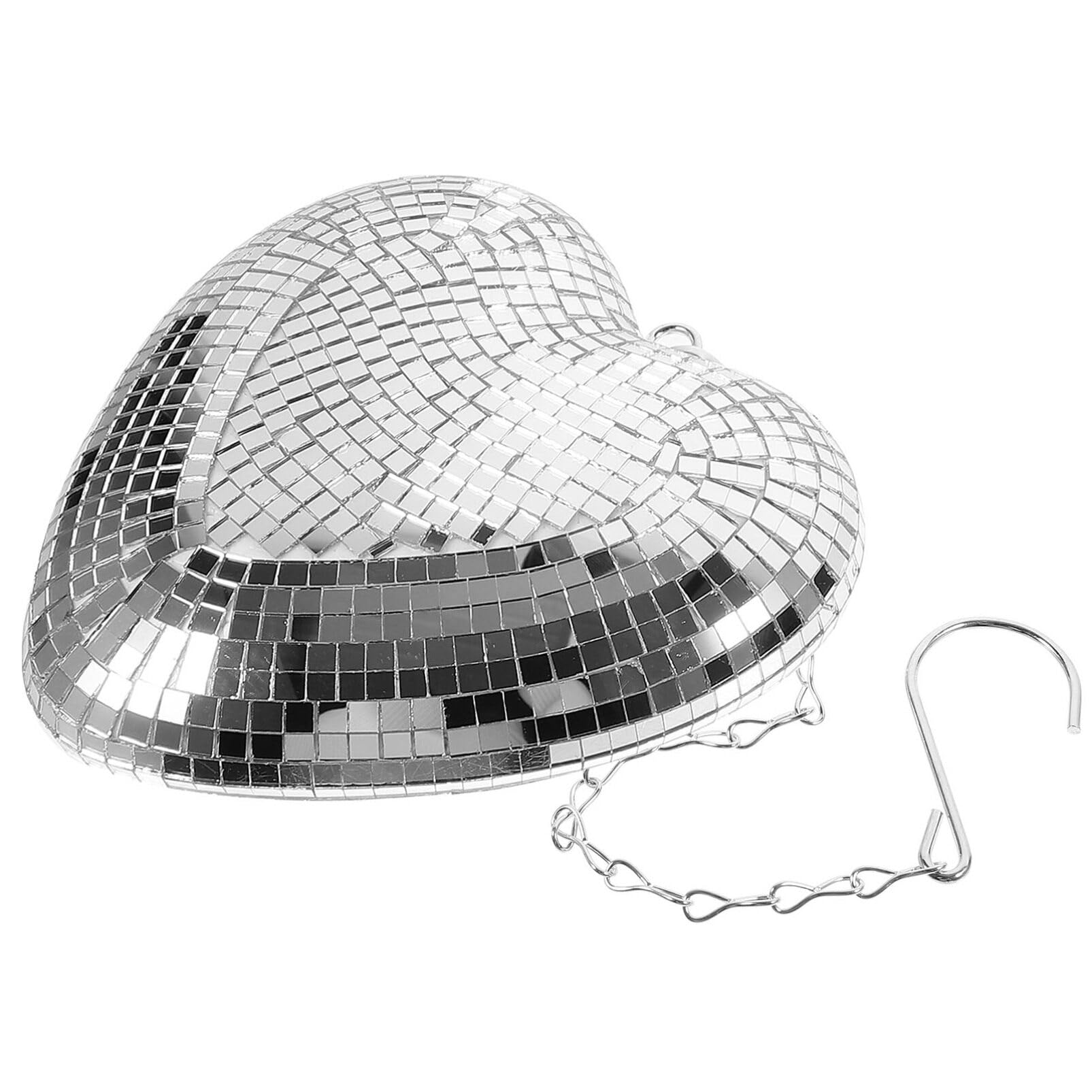 Alipis Heart Shaped Disco Balls,Party Mirror Disco Ball Decor for Table, Desk, Room, Home, Bar, KTV, Hanging Disco Decor Retro Reflective Silver Disco Ball Lights