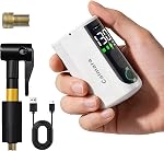 MY20 Electric Bike Pump with Gauge, 130 PSI Fast Inflate, Mini Bicycle Pump with Presta & Schrader Valve, Auto Stop, Portable Rechargeable Air Pump for Road Bike, Mountain Bike, E-Bike