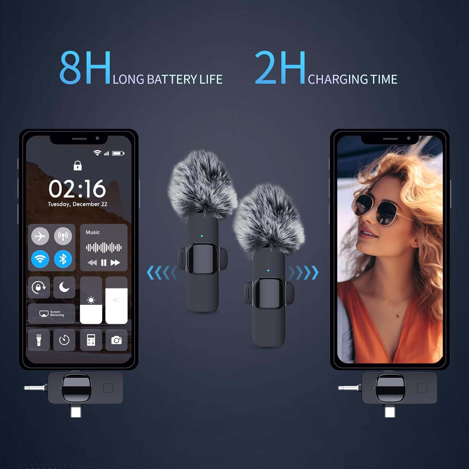 Wireless Lavalier Microphone for iPhone Android Camera with Furry Windproof Covers, luetooth Speakerphone, Conference Speakerphone with 4 Mics 360° Voice Pickup