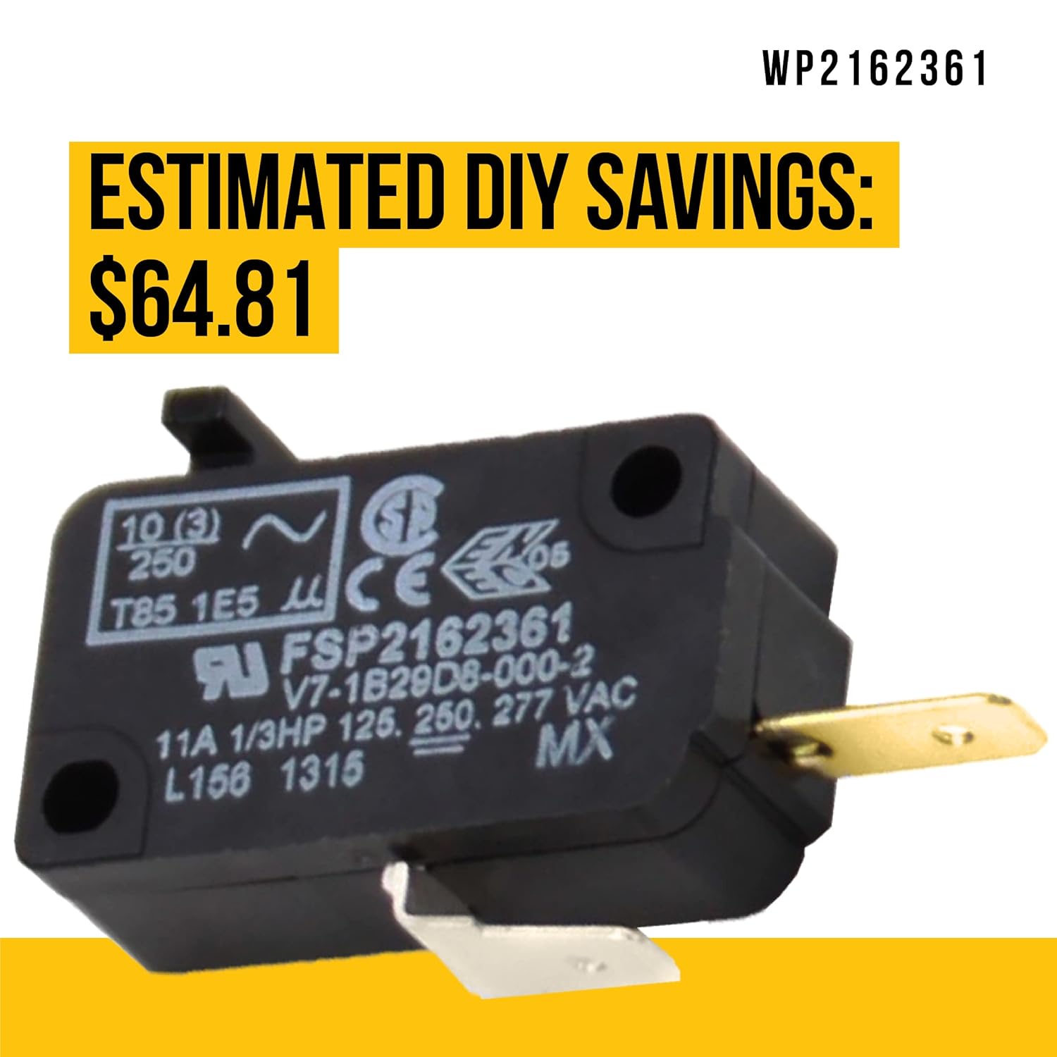 PartsBroz Micro Switch WP2162361 2162361 - Compatible with Whirlpool Kenmore KitchenAid Roper Refrigerator - Replaces 445177 1119206 AP6005886 PS11738948 ED25PQXDW00