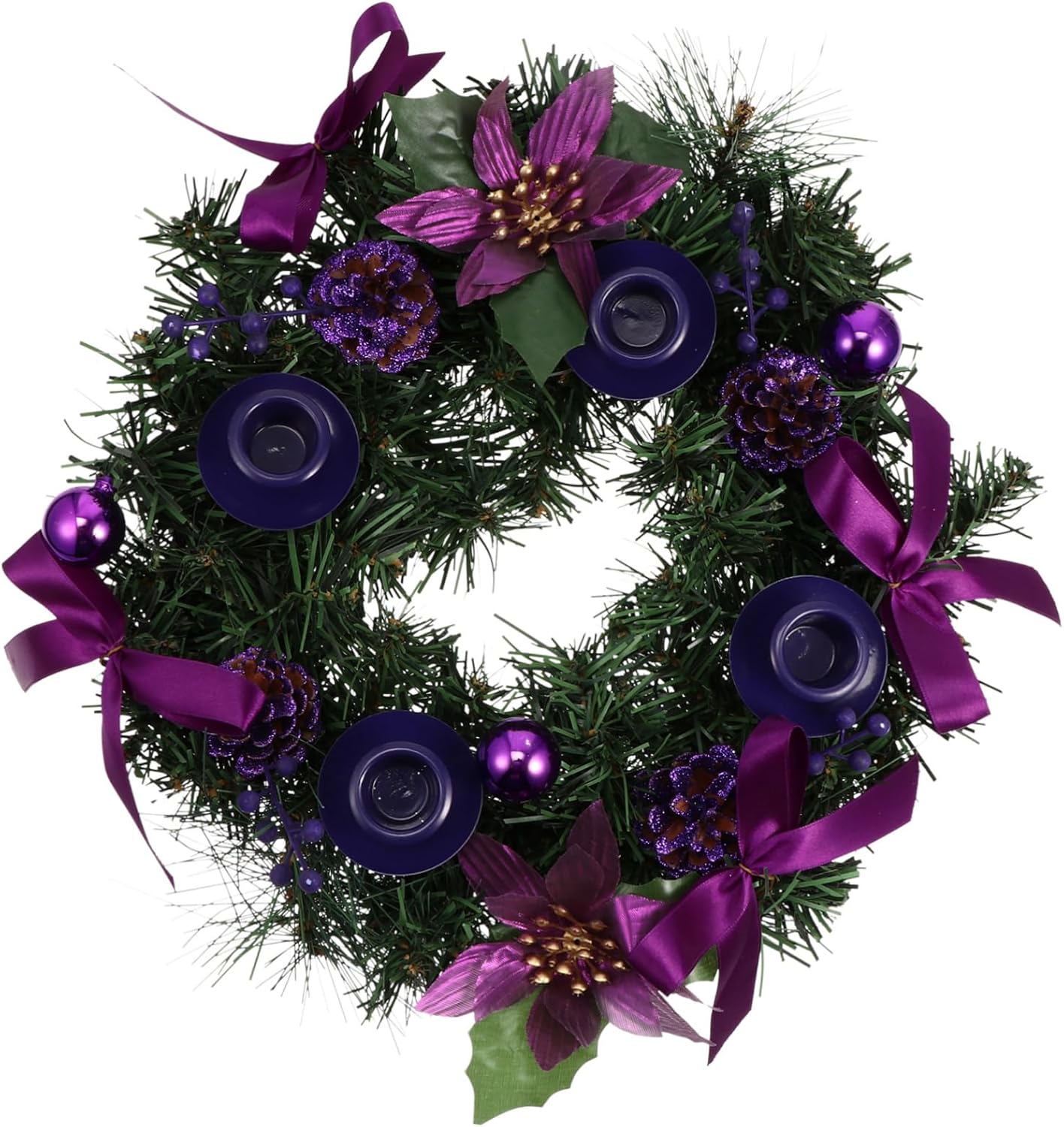 1pc Christmas Wreath Candlestick Holder Decorative Table Centerpiece Creative Single-Headed Candleholder for Holiday Decor Suitable for Restaurants Hotels and Parties