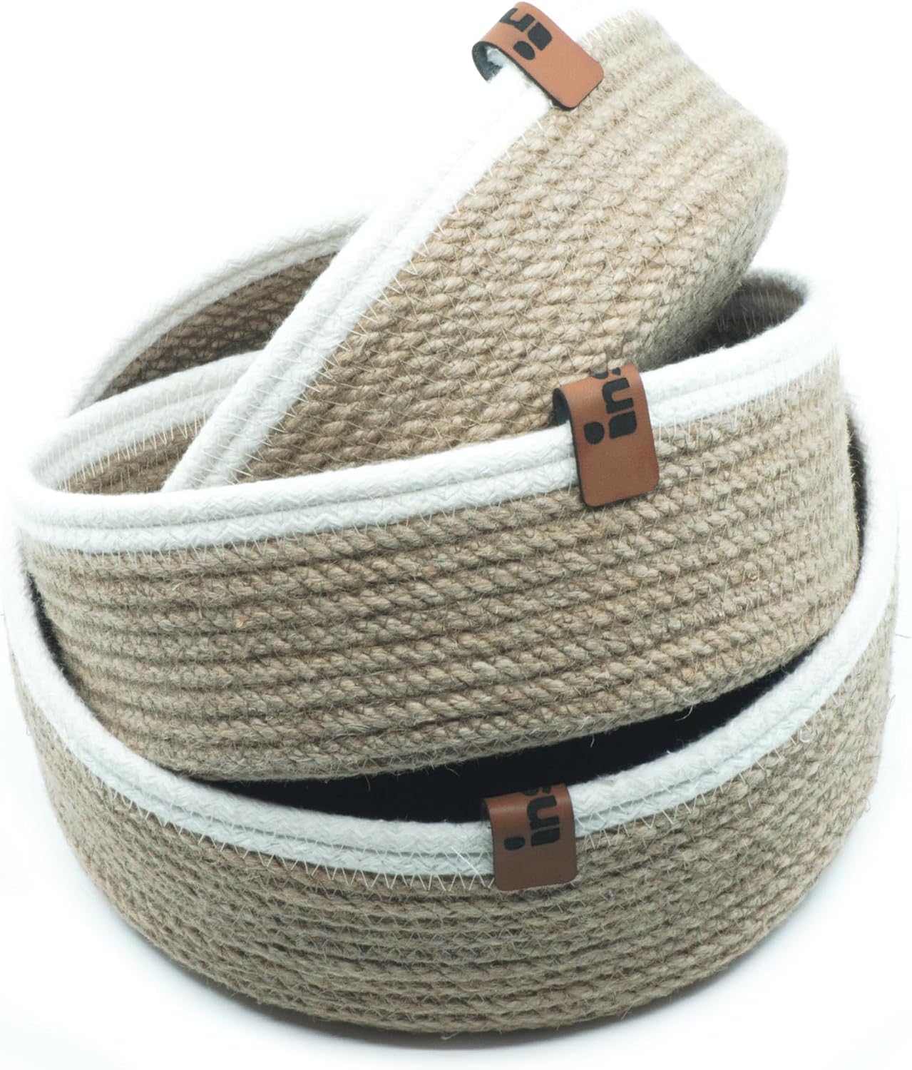 Amazon.com - Natural Jute Rope Basket with Off-White Cotton Cord Finish ...
