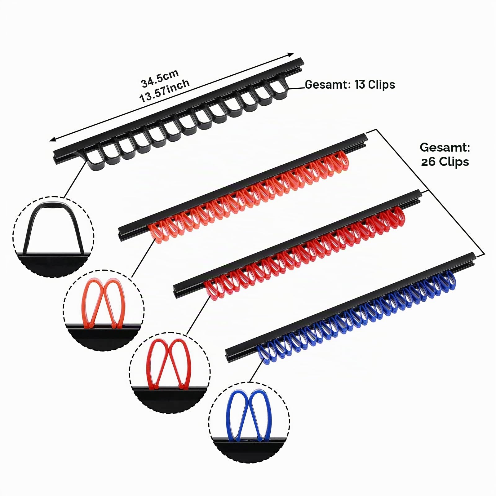 CASOMAN 10 pcs Screwdriver Organizer and Wrench Organizer, Wall Mount, Hand Tool Holder, Plastic Rail Wrench Hanger with Clips