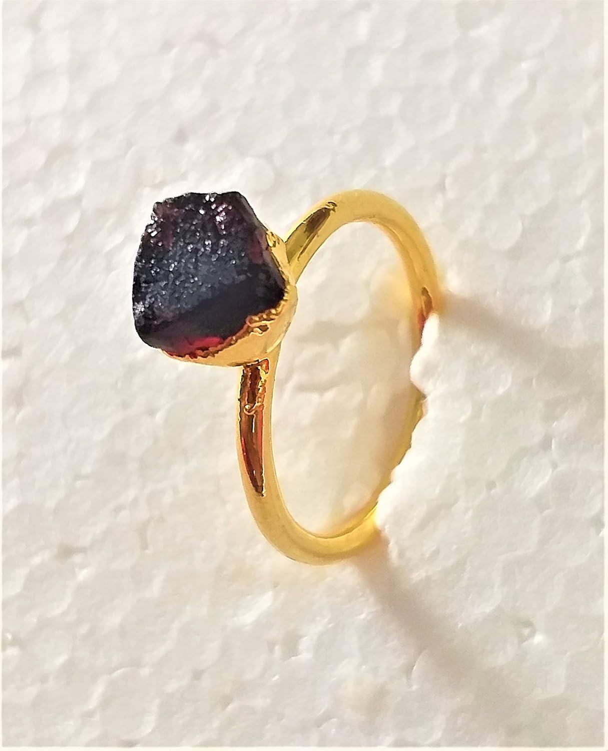 Gold Plated Raw Gemstone Rings, Natural Iolite, Natural Garnet, peridot and Aqua marine Raw Stone Ring, Multistone Ring, Handmade Jewelry, Best Christmas Ring, Gifts for Friends