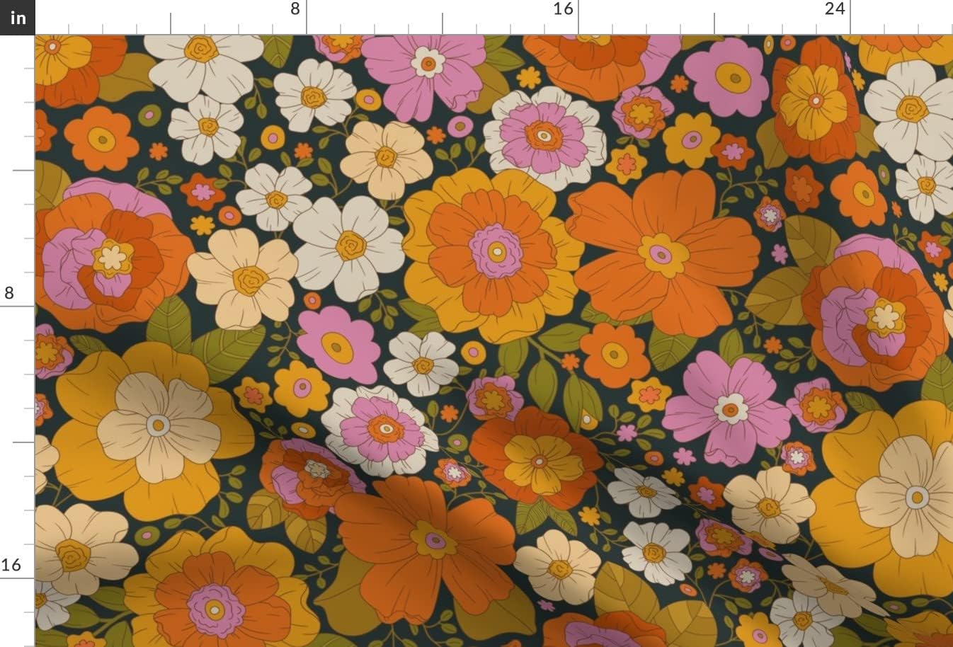 Spoonflower Fabric - Floral Flower Power Flowers 70S 60S Hippie Retro Vintage Style Boho Printed on Minky Fabric by The Yard - Sewing Baby Blankets Quilt Backing Plush