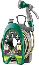 Garden Hose Reel 12M, 39ft Compact Hosepipe with 8-Pattern Water Spray Gun, Adjustable Nozzles, Portable Compact Hosepipe Mini Garden Hose Pipe Reel for Gardens, Patio Balconies