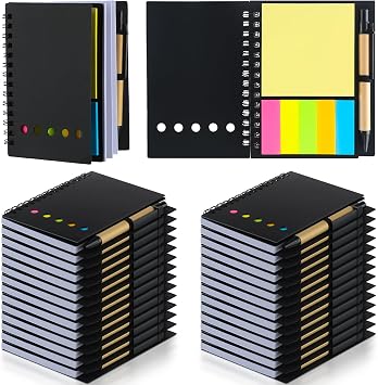 Qilery 30 Pack Lined Spiral Notebook Bulk Small Notepad and Pen Set