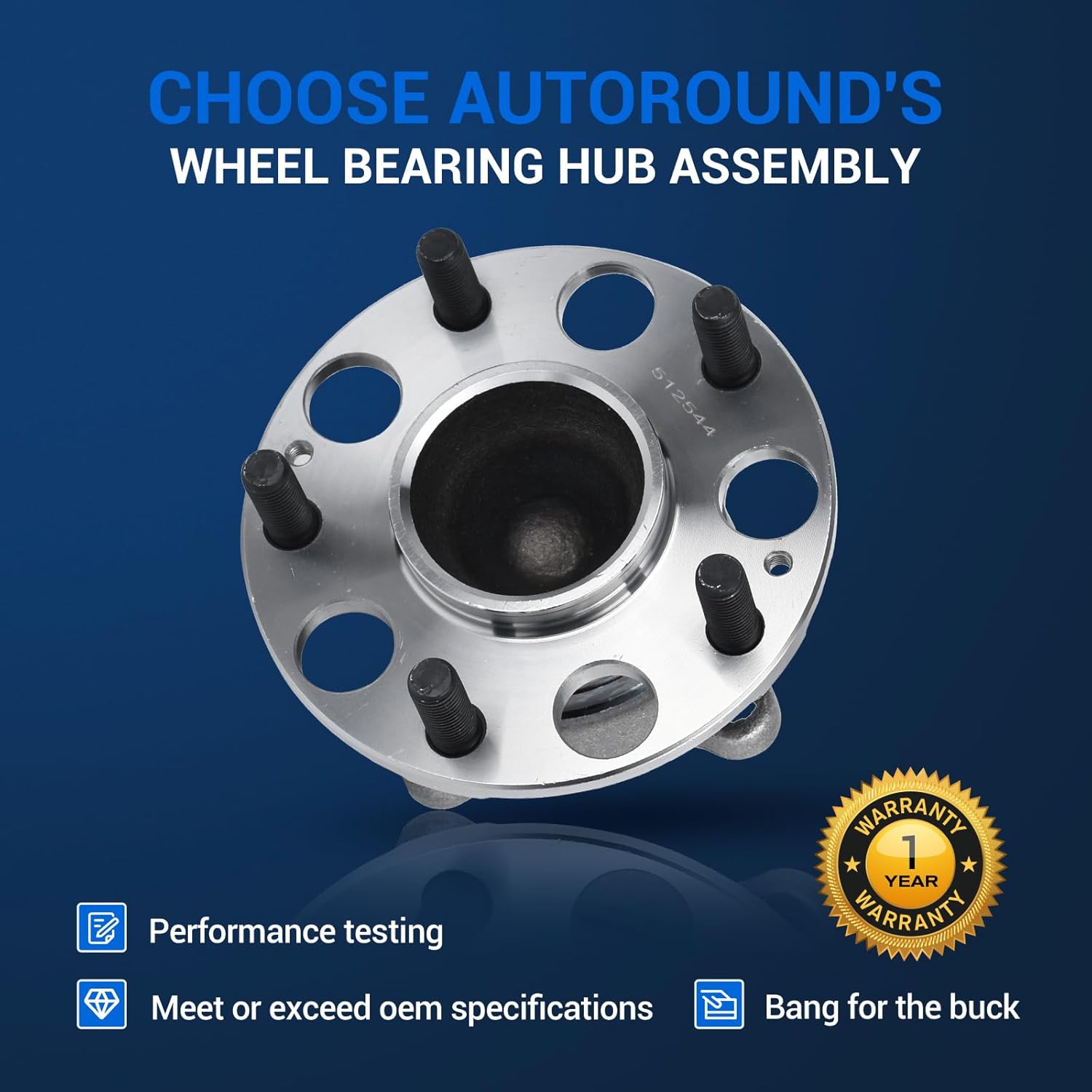 Autoround 512544 Rear Wheel Bearing Hub Assembly Compatible with Honda Accord 2013-2015 & 2018-2023, Acura TLX 2015-2020 5-Lugs Pair