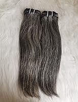 Vista 4 de Manojos de cabello humano gris sin procesar y natural, cabello donante real sal y pimienta virgen (30.48 cm 35.56 cm)