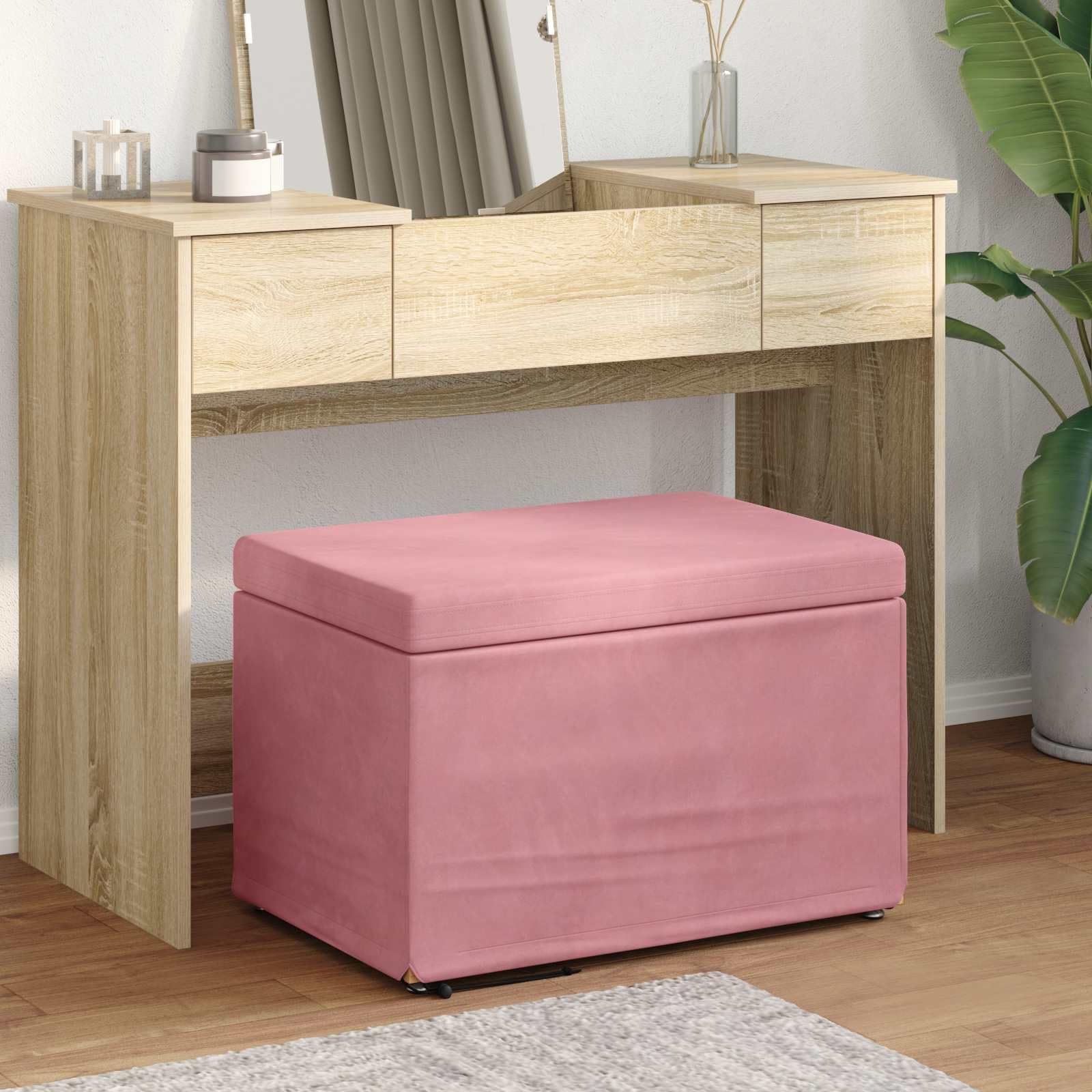 Tabouret rose 61 cm en velours et bois d'ingénierie moderne pour maison