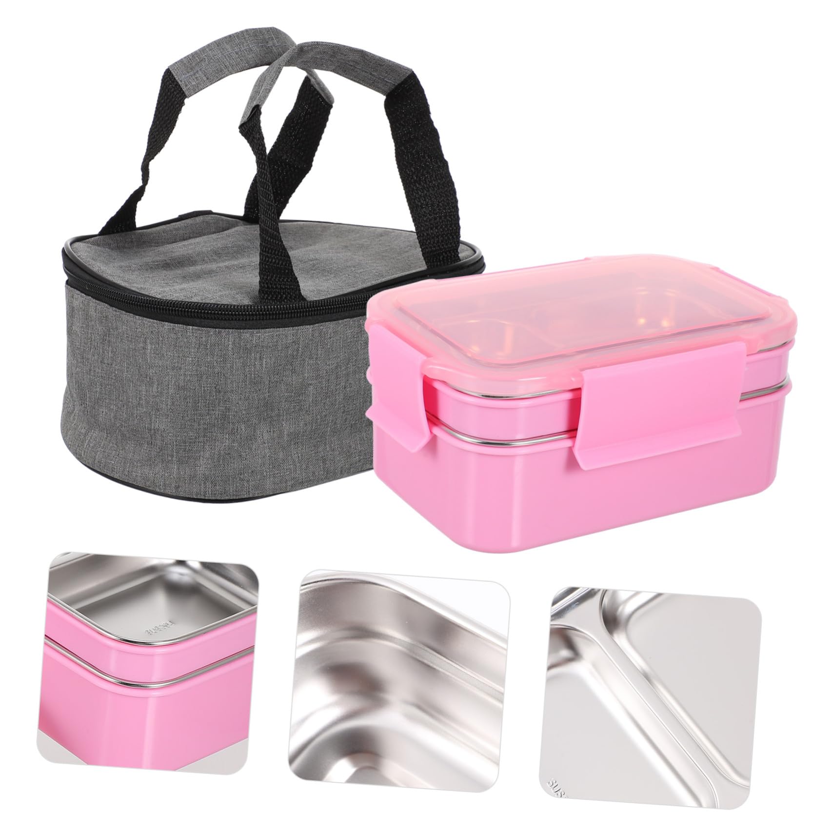 NOLITOY Boîte à Lunch Compartimentée Thermique en Acier Inoxydable 304 Rose