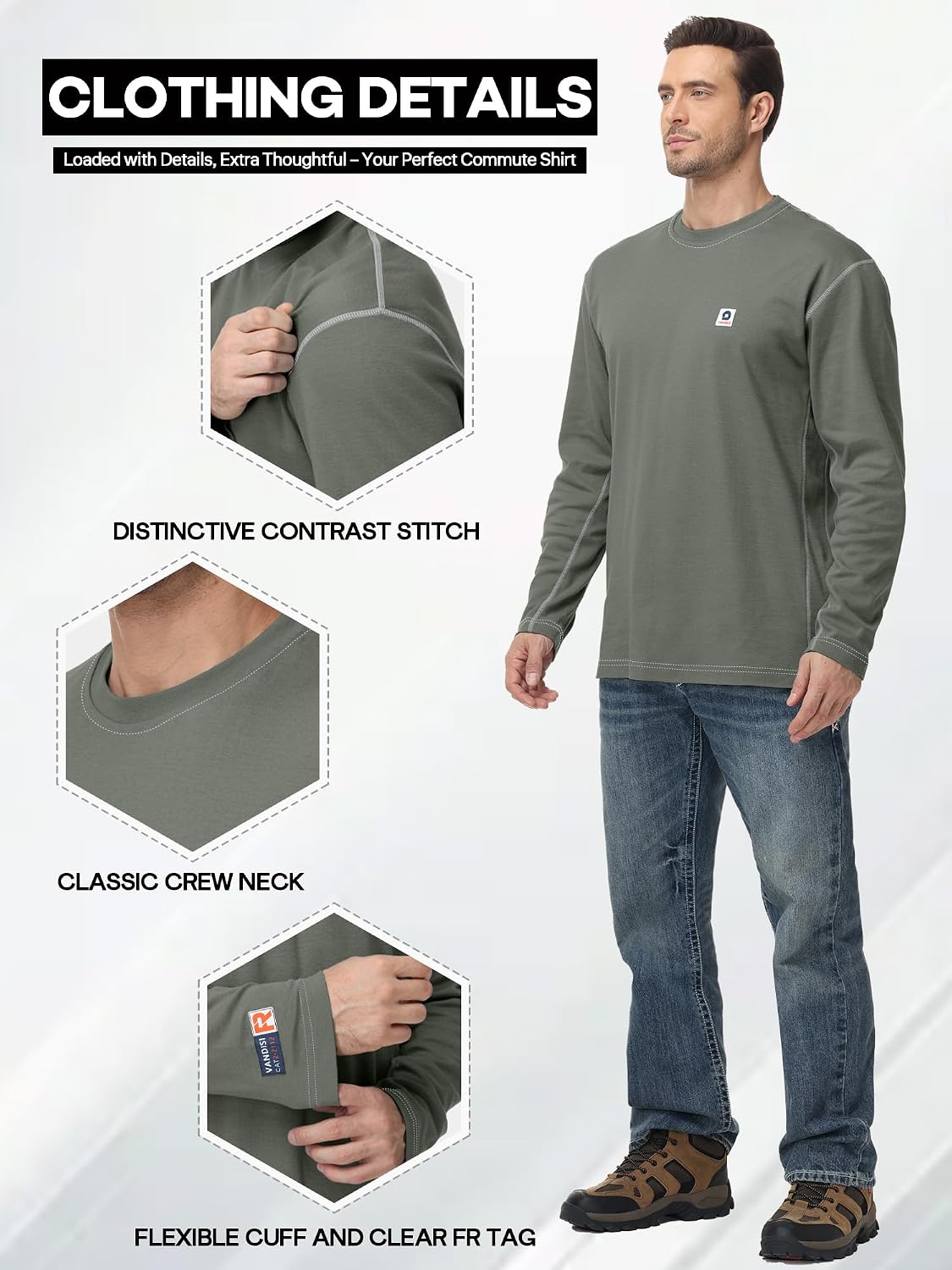 FR Shirts for Men 6.5oz Lightweight Fire Resistant NFPA2112/CAT2
