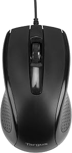 Targus 3-Button USB Full-Size Optical Mouse with 6-Foot USB Cord, Supports Windows and Mac, Black (AMU81USZ)