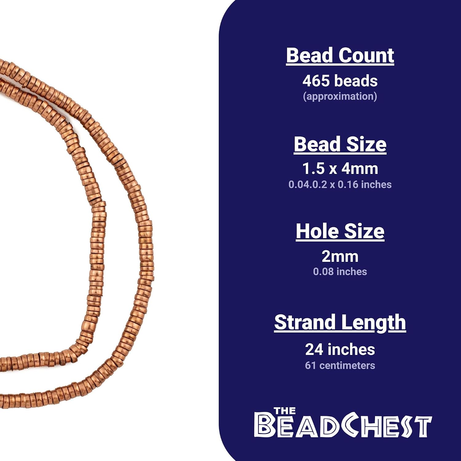 The Bead Chest Copper Mini Ring Beads (4mm)