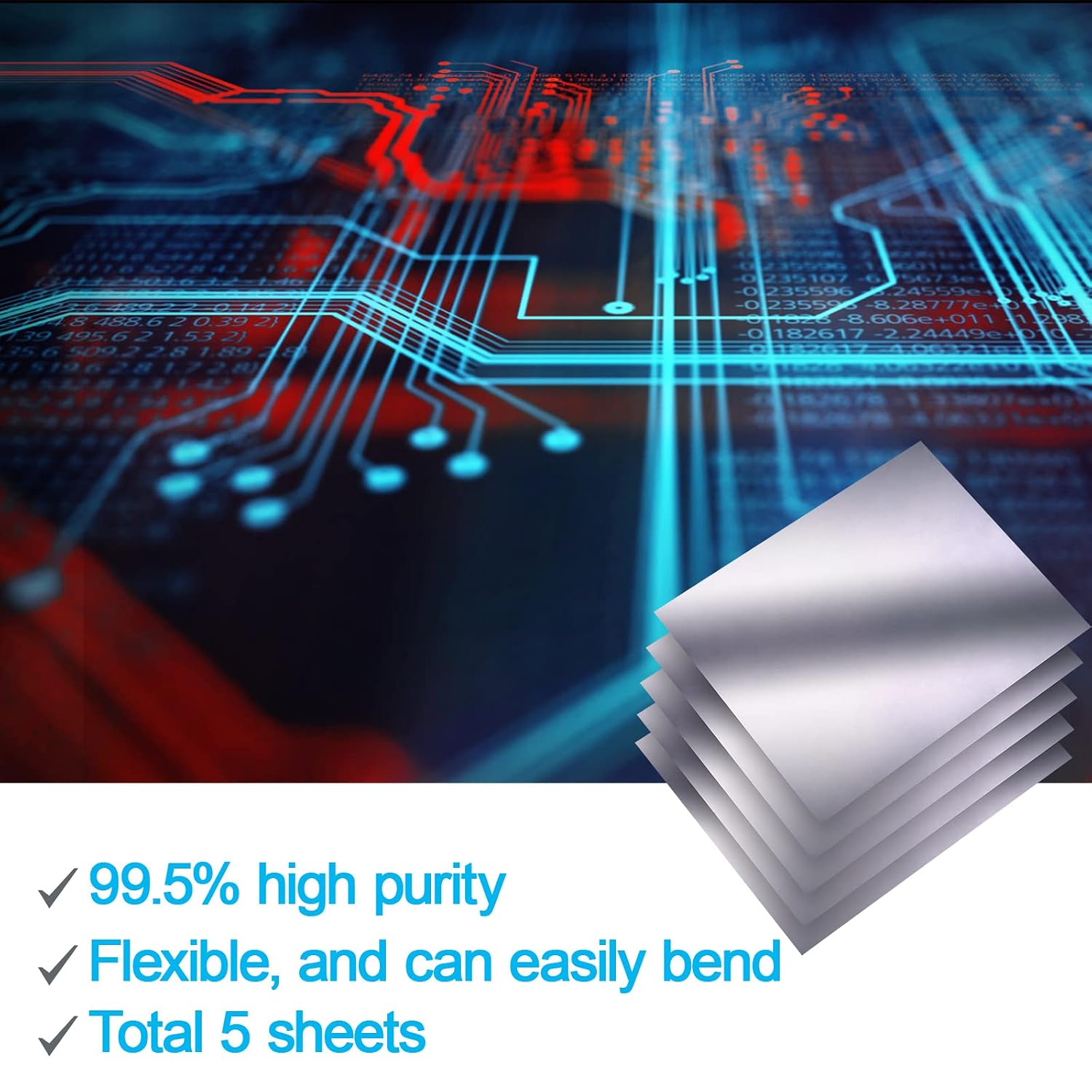 Graphite Flexible Foil Gasket Sheet, 0.5mm x 200mm x 250mm, 99.5% Flexible Graphite Sheet, 5PCS