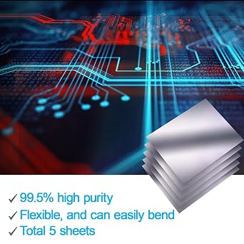 Graphite Flexible Foil Gasket Sheet, 0.5mm x 200mm x 250mm, 99.5% Flexible Graphite Sheet, 5PCS