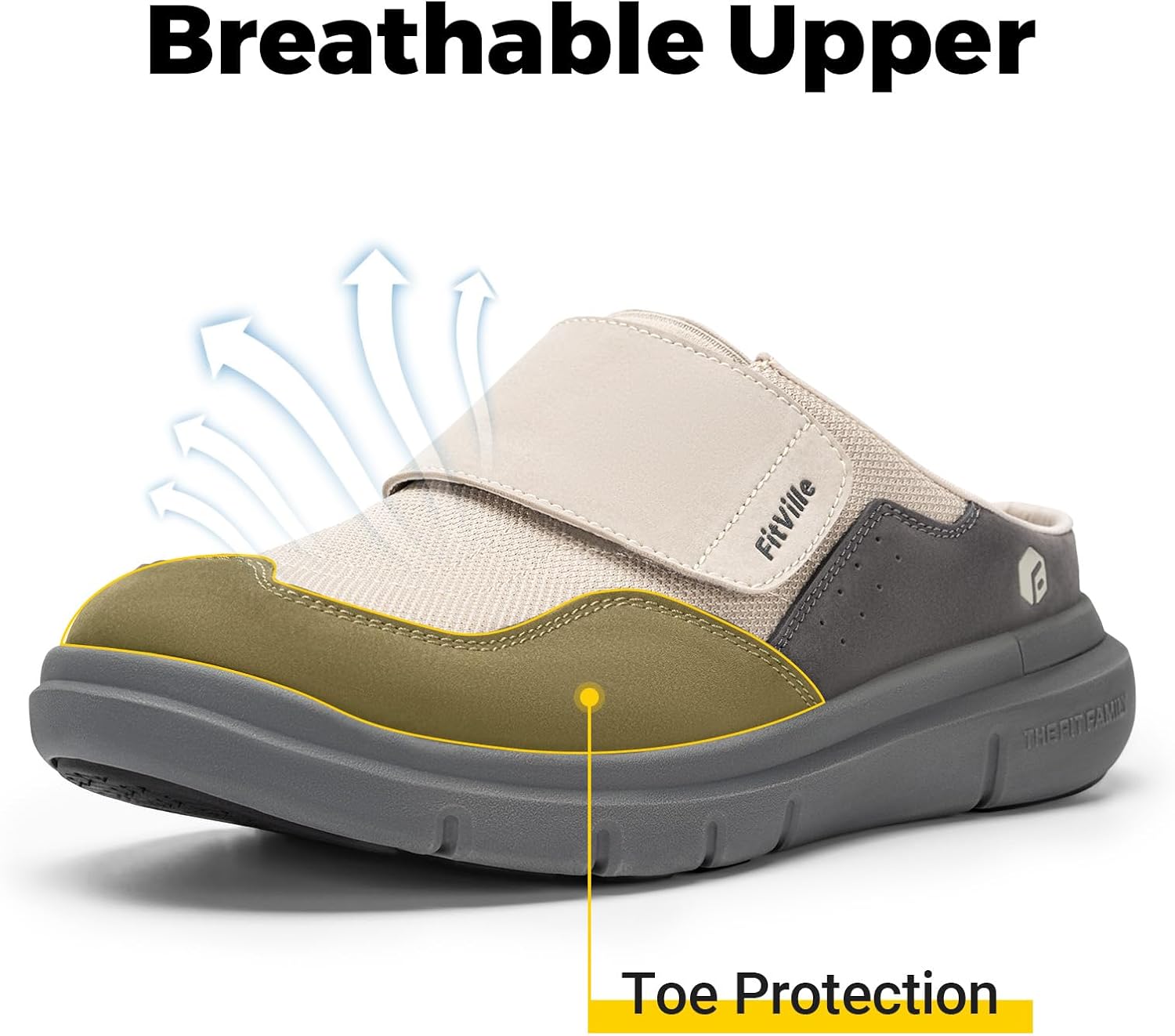 FitVille Diabetic Shoes for Men Wide Width Mens Diabetic Slippers Extra Wide Slip On Slippers for Swollen Feet Slip on shoes with Arch Support - Image 5