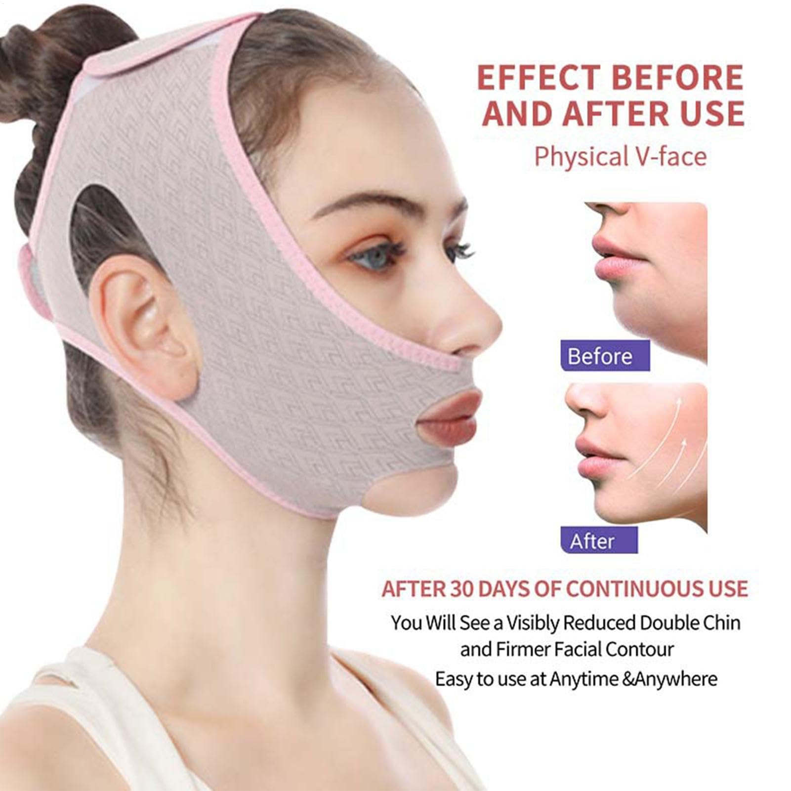 Adjustable V Face Lifting Strap, Breathable Double Chin Reducer, Reusable Face Shaping Band for Firming and Contouring, Comfortable Slimming Belt for Neck, Jawline, and Chin