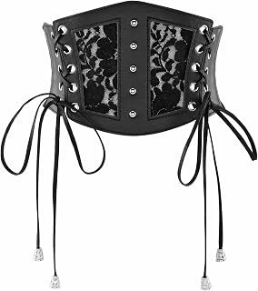Women Corset Waist Belt Lace-up Cinch Belt Tied Corset Elastic Wide Waist Dress Belt Gothic Halloween Costume