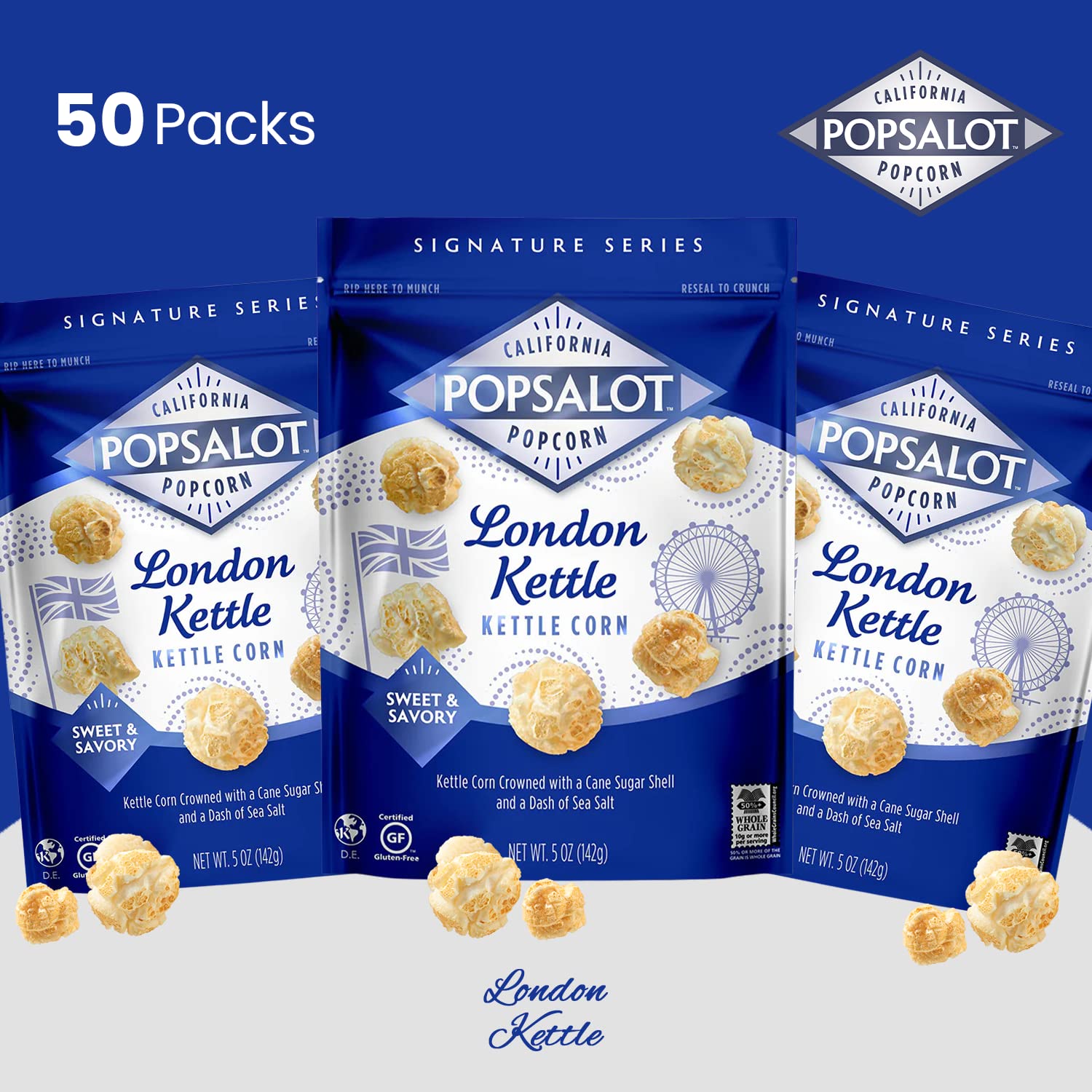 Popsalot-Gourmet Popcorn | Oven-Baked | Gluten-Free | Air-Popped | Flavored Popcorn Gourmet | Popcorn Snack Packs | Pop-Corn Snack Ready to Eat in Every Movement (London Kettle Corn)