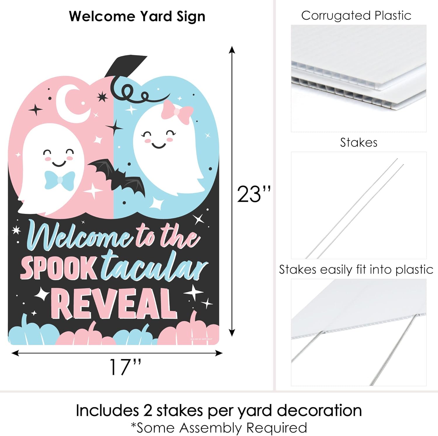 Big Dot of Happiness Boo-y or Ghoul - Party Decorations - Halloween Gender Reveal Party Welcome Yard Sign
