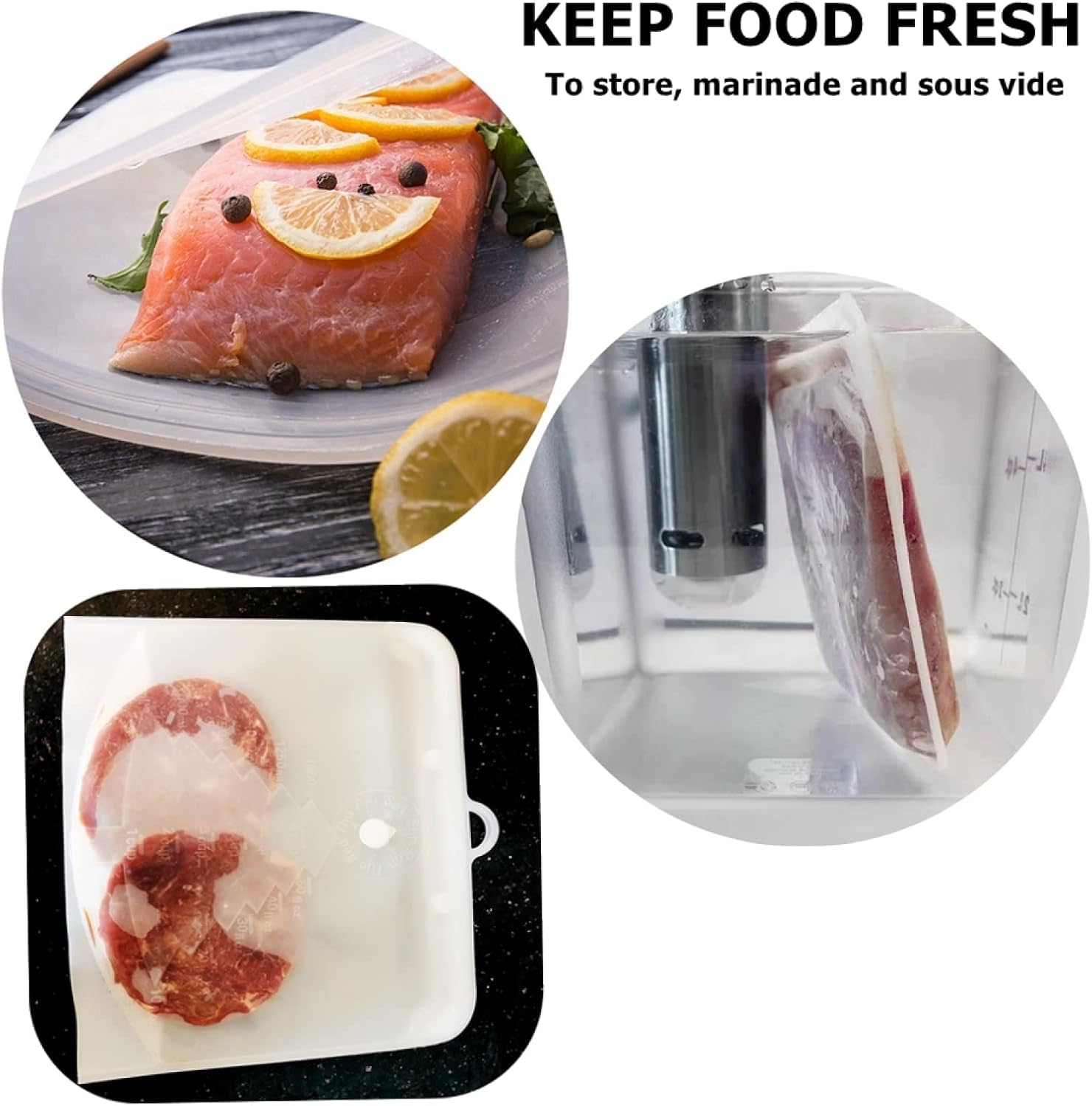 Reusable Silicone Food Storage Bags 1000ml, Leakproof Freezer Bags for Fresh Food, 5pcs Yellow Containers for Meal Prep and Organization Pink