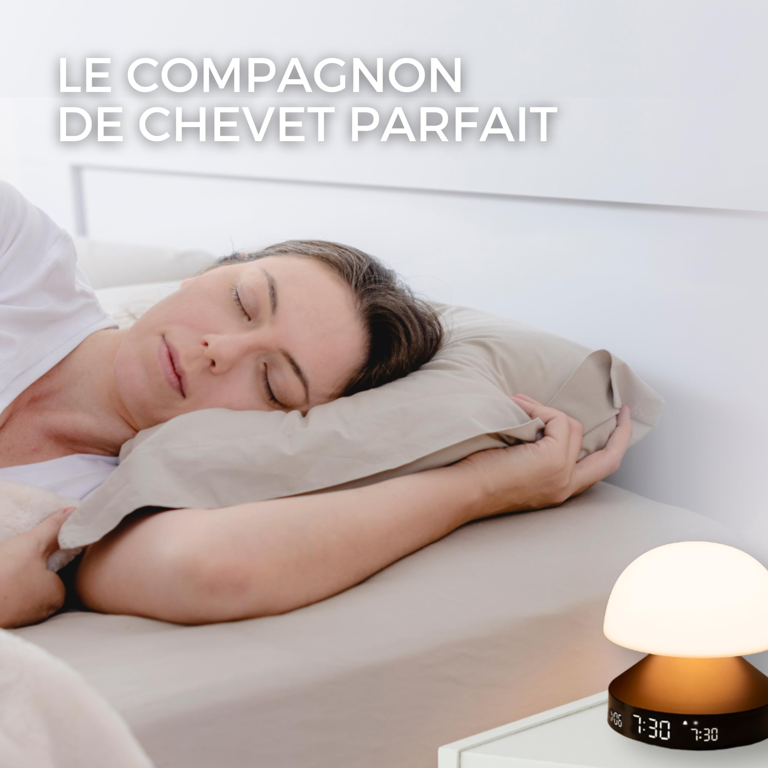 Lexon MINA Sunrise – Réveil Lumineux Simulateur D’Aube & Crépuscule – 5 Sons Naturels – Lampe LED Tactile 9 Couleurs – Bronze