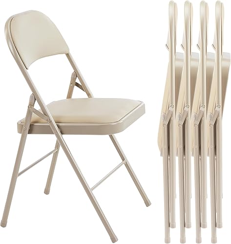 Miniatura 10 de InfiniPower Paquete de 2 sillas plegables con asientos acolchados de cuero y marco de metal duradero, cómodas, plegables, portátiles, interiores y