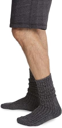 Barefoot Dreams CozyChic Men Ribbed Socks Heathered, Crew Socks