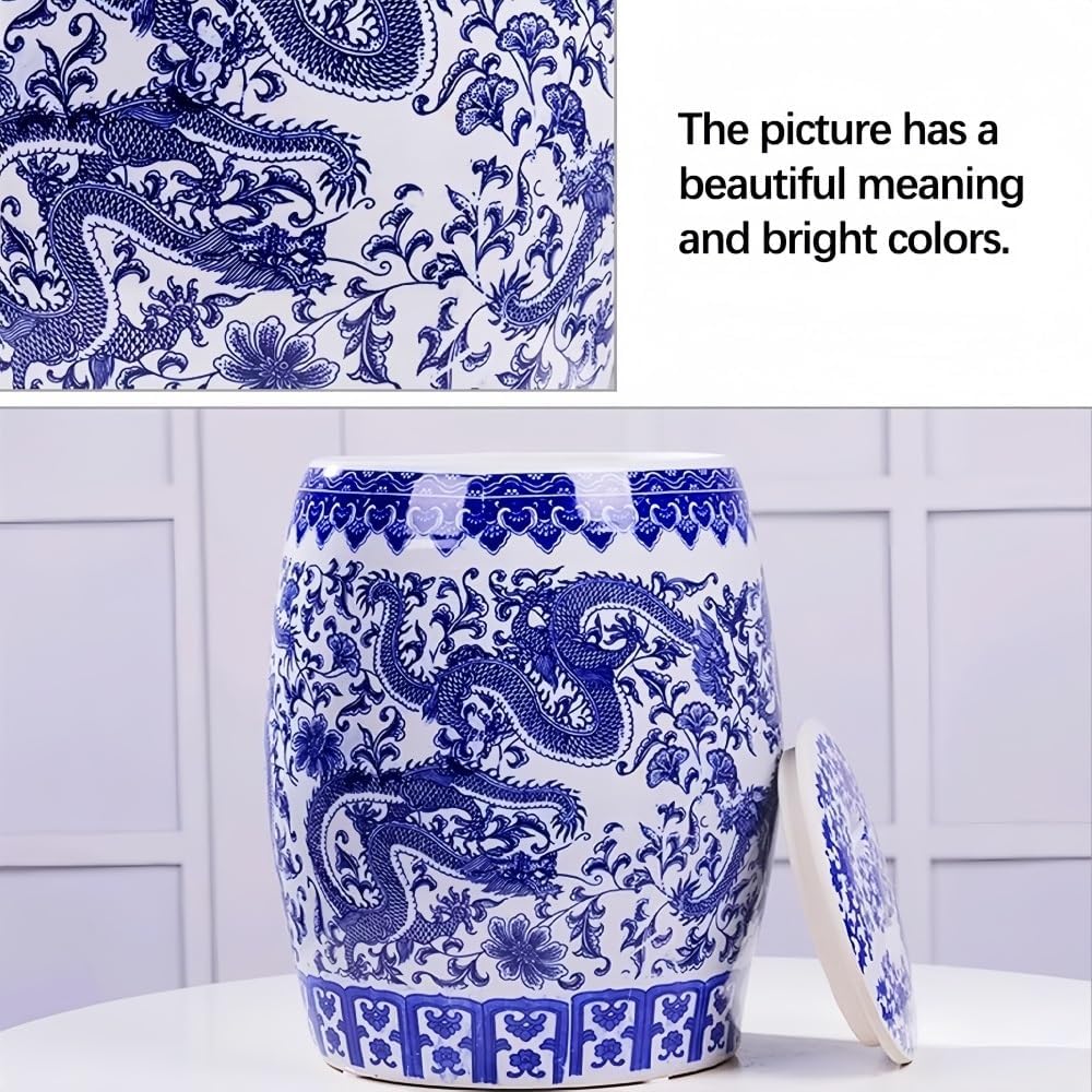 Ceramic Rice Container,Ceramic Rice Storage, Container Chinese Design Ceramic Rice Jar with Lid,Ceramic Rice Bucket with lid,Ceramic Rice and Grain Storage Container(25kg)
