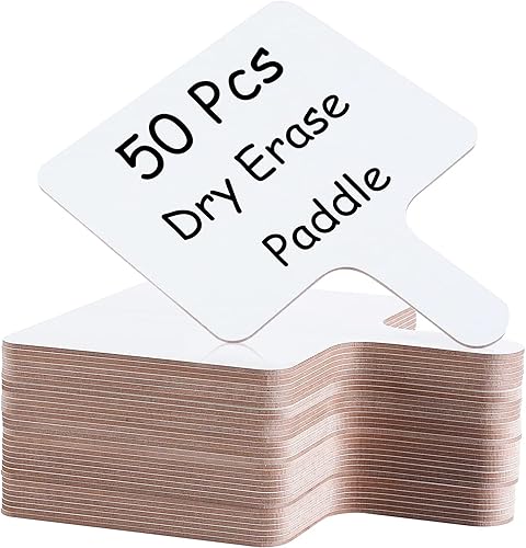 50 paletas de respuesta de borrado en seco de 8 x 10 pulgadas, pizarra blanca de madera de mano de doble cara, letreros de borrado en seco, paletas