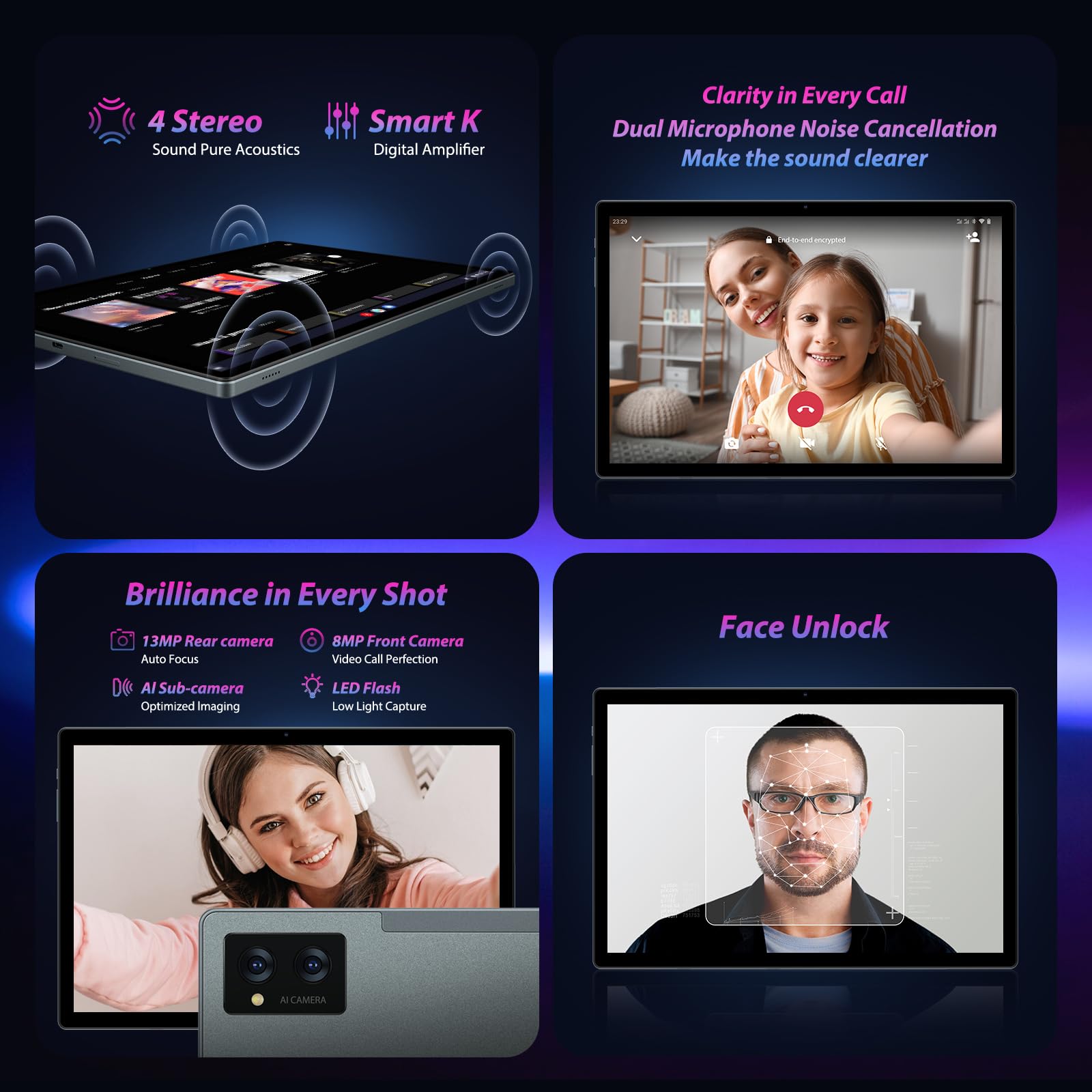 Tablet 14 Pulgadas Android 15 Tableta 2K FHD 36GB+512GB/TF 2TB, Octa-Core, 11580mAh, Dual SIM 4G LTE+5GWiFi, 4 Altavoces/GPS/13MP Cámara/BT5.0 Funda/Pen, Gris