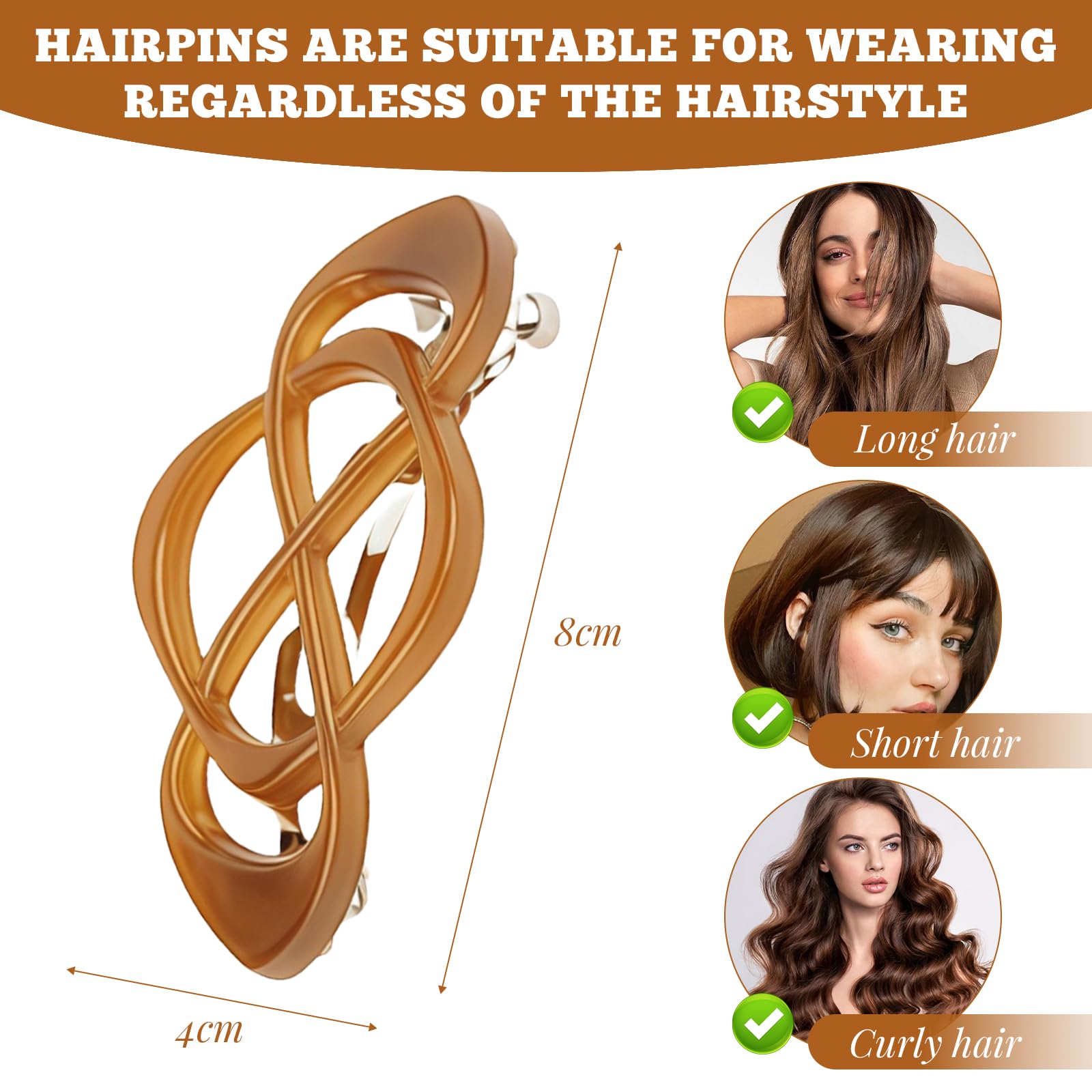AstraGlam 4Pcs Glossy French Hair Clips for Women - Image 2