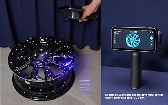 EinScan Rigil Wireless 3D Scanner with Turntable, HD Scan, Hybrid Laser & VCSEL Infrared, 0.05mm Resolution, 0.04mm Accuracy, 50 Laser Line, Reverse Engineering, Manufacturing, Art and Design