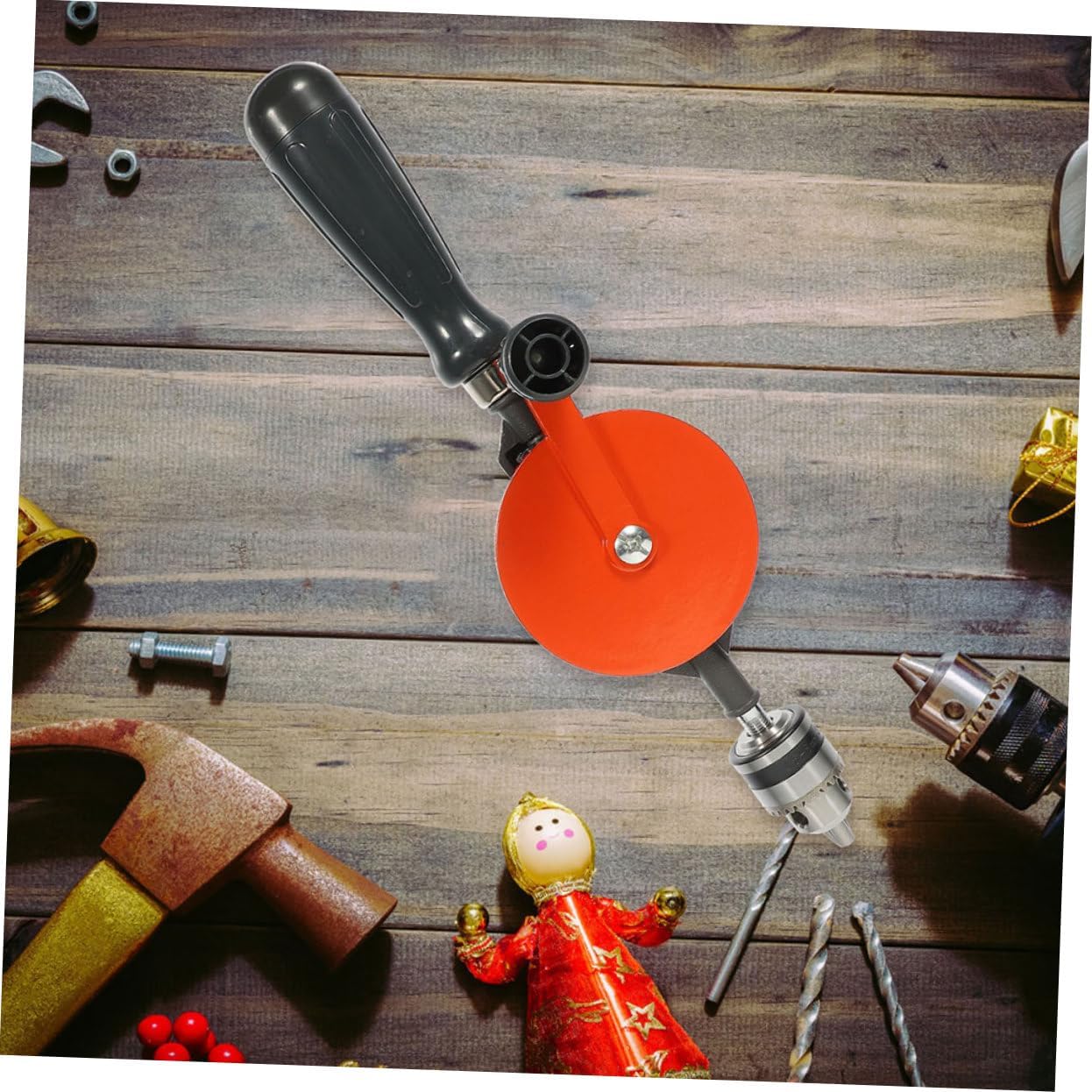 VILLCASE 3/8 Inch Hand Drill Manual Tool Multi-Function Hand Crank Drill for Woodworking Crafts and DIY Projects Portable