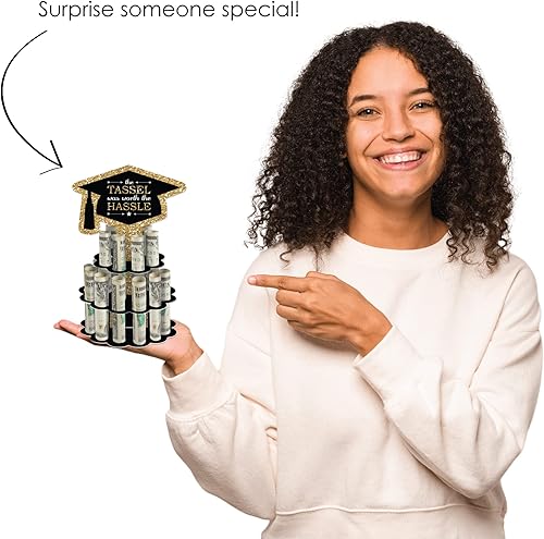 Miniatura 6 de Big Dot of Happiness Soporte para regalo de graduación  Soporte para pastel de celebración de bricolaje con 20 ranuras para billetes, diseño