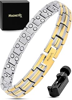 MagnetRX® Women's Ultra Strength Magnetic Bracelet - Effective Titanium Magnetic Bracelets for Women - Adjustable Bracelet Length with Sizing Tool for Perfect Fit (Silver & Gold)